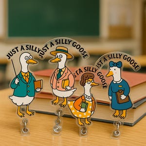 Insigne d'enseignant bobine drôle juste un clip d'identité stupide oie cadeau pour le personnel enseignant infirmière de bureau collègue bibliothécaire faculté école accessoire mignon