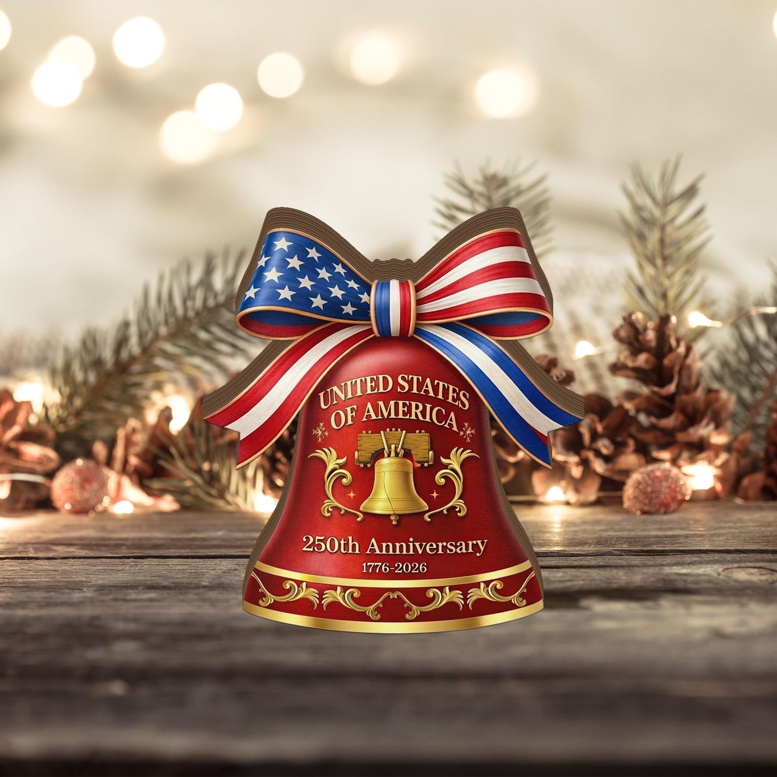 Patrioc Bell Ringer USA 250th Anniversary Liberty Bell Ornament, Usa Celebration Decor ...