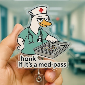 Insigne d'infirmière drôle, enrouleur Med Pass, pince à oie, cadeau mignon support pour carte d'identité médicale pour collègue, personnel de l'hôpital, rétractable pour elle ou lui