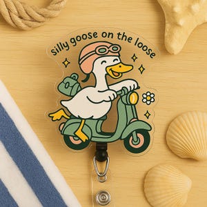 Canard drôle Badge bobine idiot oie sur le support d'identité rétractable lâche infirmière mignon Badge clip cadeau pour collègue personnel de bureau lui son ami