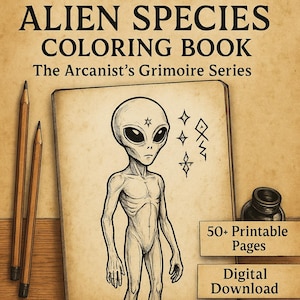 Alien Species Coloring Book for Adults – 50 Pages | Printable Sci-Fi Coloring Pages | Digital Download