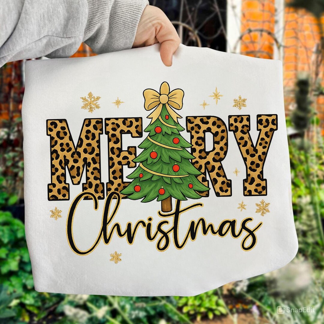 Leopard Merry Christmas PNG | Cheetah Print Christmas Tree Clipart