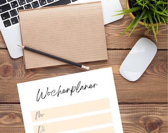 Minimalist weekly planner | Digital planner to print | Weekly overview PDF | Printable planner German