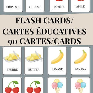 90 Flashcards Aliments Français & Anglais à Imprimer – Cartes Éducatives Bilingues Enfants – PDF Digital