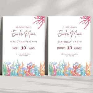 Invitation Anniversaire Thème Marin à Imprimer – invitation anniversaire - Océan - Mer - Marin – Modèle Canva Personnalisable