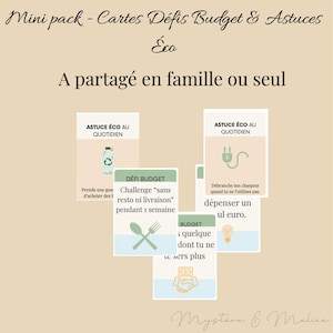 Mini pack : Défis et Astuces pour mieux gérer son argent/Cartes Défis Budget & Astuces Éco