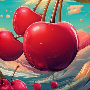 Digital Poster – Cherry Illustration | Printable Wall Decor