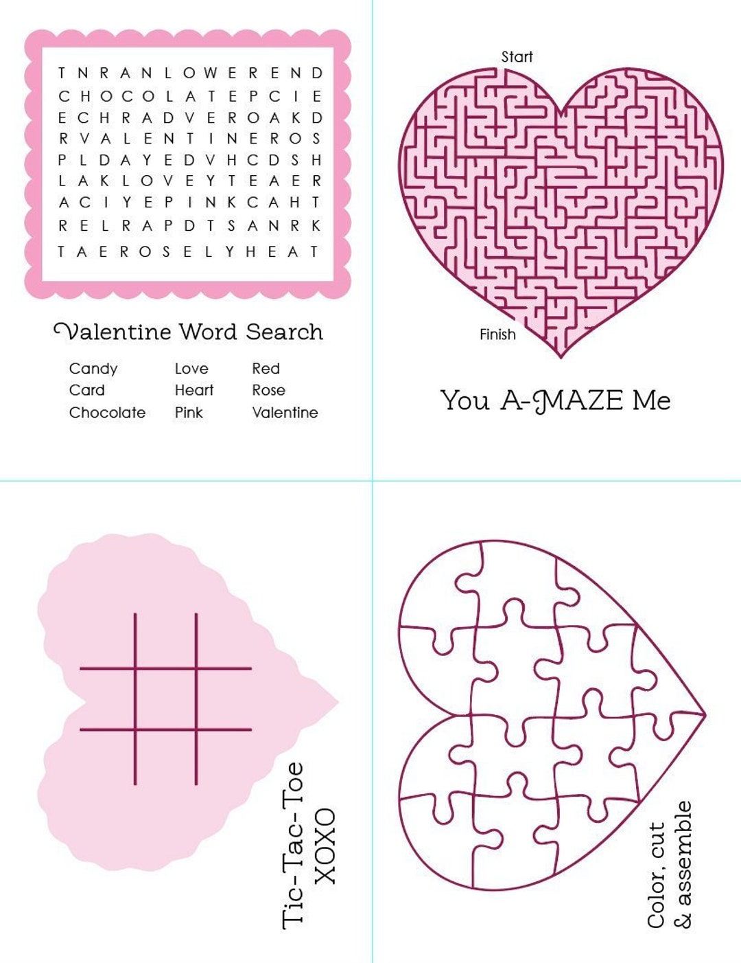 Valentine Activity Printable - Etsy