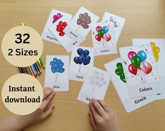 Colors Flashcards - Preschool Flashcards - Toddler Flashcards -Kids Educational Card - Classroom Decor - Instant Download.