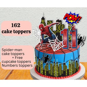 Spiderman Cake Topper & Cupcake Toppers – Superhero Birthday Party Decorations– Digital Download JPG/PNG/PDF -High Quality Instant Download