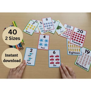 Numbers Flashcards - Preschool Flashcards - Toddler Flashcards -Kids Educational Card - Classroom Decor - Instant Download.