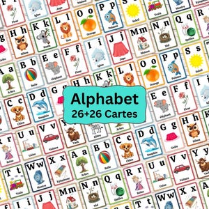 Cartes de l&#39;alphabet - French Flashcards -Alphabet Flashcards - Preschool Flashcards -Kids Educational Card - Instant Download.