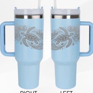 Tribal Turtle Tumbler Two-Sided Ocean Style Engraved Cup Personalized Beach Travel Mug Coastal Sea Life Gift for Surfer Beach Lover Summer