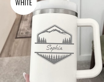 Engraved Hiking Tumbler - Forest Scene with Custom Name