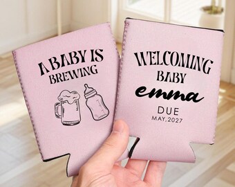 Personalized Baby Shower Can Cooler, A Baby Is Brewing Favor
