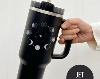 Engraved Moon Phase Tumbler: Celestial Stainless Steel Travel Cup