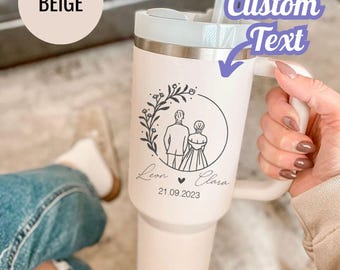 Personalized Couple Tumbler: Engraved Stainless Steel Travel Mug