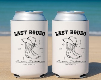 Last Rodeo Can Cooler, Personalized Western Bachelorette Favor, Nashville Bach Party Drink Sleeve