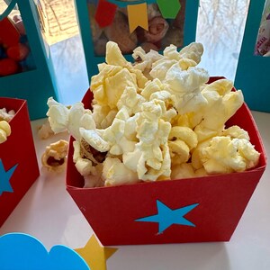 Circus Treat Boxes • Set of 6 • Square Favor Boxes with Stars • Pastel or Traditional Colors