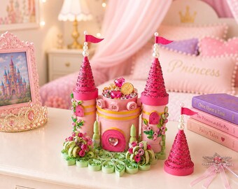 Castelo de princesa em miniatura, lembrança de conto de fadas com compartimento secreto para decoração de quarto de menina, com vela votiva, presente ideal para festa de aniversário.