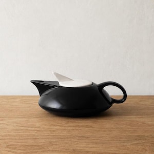 Vintage Postmodern Teapot Black White | Sculptural Ceramic Teapot | 80s 90s Modernist Tableware | Minimalist Serving Pot | Retro Decor