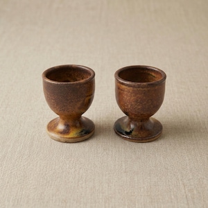 Juego de dos hueveras vintage / Graeme Day Redbyrne Potteries Shepparton / Cerámica australiana de estudio / Gres rústico marrón