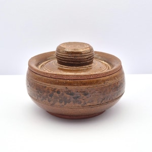 Vintage Studio Pottery Lidded Bowl: Signed Pegan Stoneware Trinket Jar