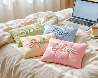 Personalized Puffy Laptop Sleeve, Custom Yarn Name Quilted Tech Case for 13-15 Inch