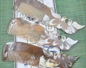 1piece Carved Horn Bird Comb Traditional Hair Care Styling Decorative Grooming Comb Random shipping