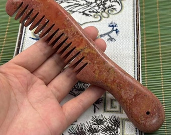 Red Bian Stone Handle Comb Scalp Meridian Massage Comb Wellness Hair Care Comb