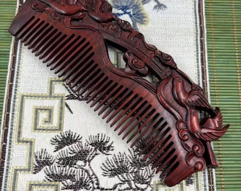 Carved Double Happiness Wood Comb Natural Wooden Hair Anti Static Scalp Massage Comb