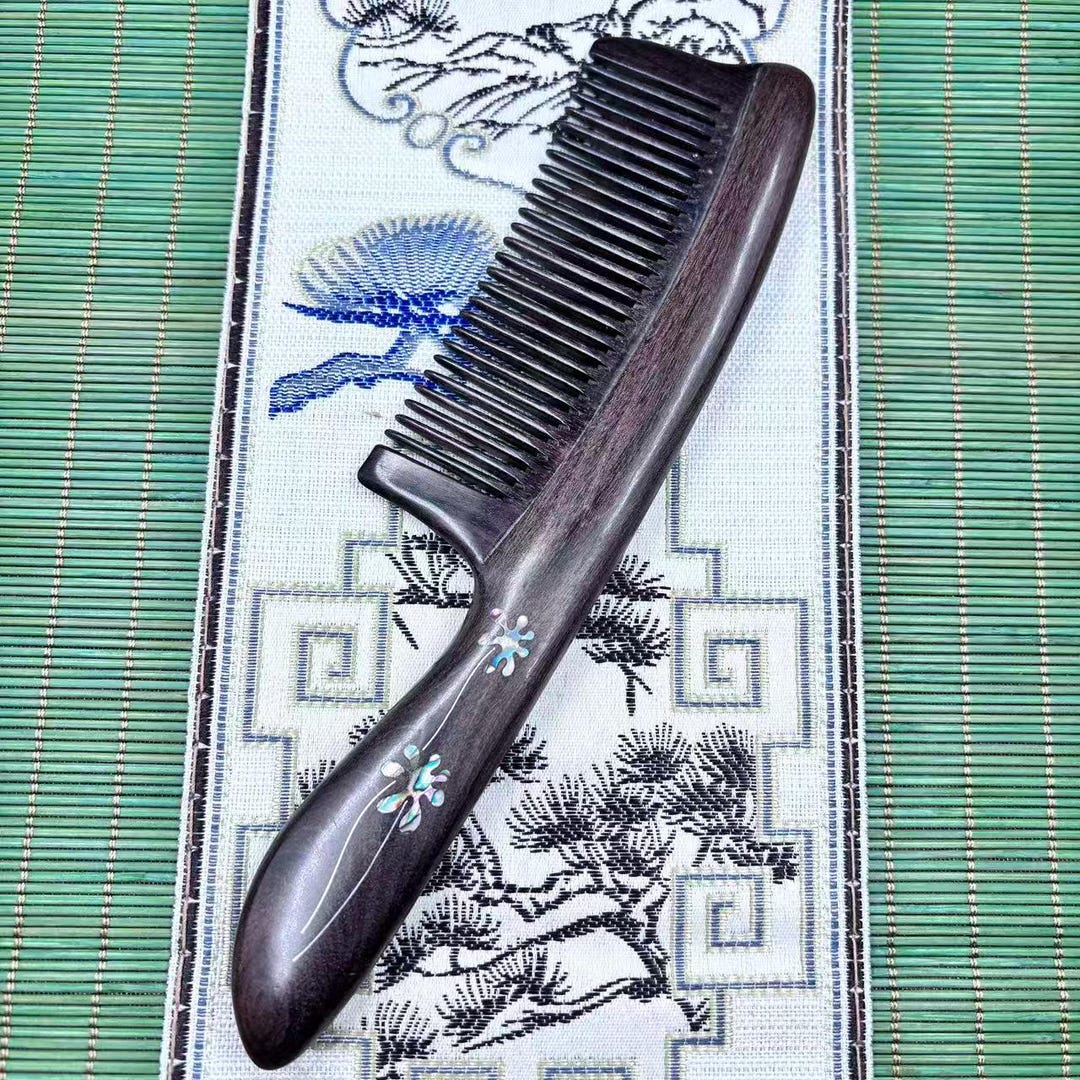 Ebony Silver-wire Shell Inlay Wooden Comb Massage Comb Gift - Etsy