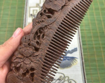 Natural wood Wide Tooth Hair Comb Anti Static Frizz Control Detangling Comb