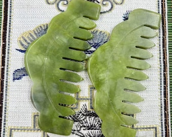 1 pieza de peine de jade natural Gua Sha, herramienta de belleza para masaje facial, peine para el cabello de bienestar, envío aleatorio