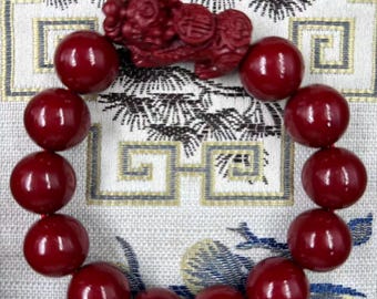 Purple Gold Cinnabar Pixiu Bracelet Natural Bead Protective Wrist Jewelry