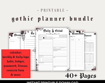 Gothic MEGA Planner PDF Bundle: ADHD Productivity Kit (Instant Download A4 Size)
