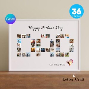 Plantilla de collage de fotos personalizable "PAPÁ" en Canva / Regalo digital para el Día del Padre / Descarga instantánea / Recuerdo imprimible para papá_USLettersize