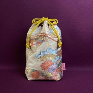 Kimono Bag – Drawstring Bag, One-of-a-Kind Vintage Japanese Silk, Handmade in Kyoto, Unique Gift, Free Shipping