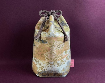 Kimono Bag – Drawstring Bag, Vintage Silk Purse, Obi Bag, One-of-a-Kind, Handmade in Kyoto, Japan, Free Shipping