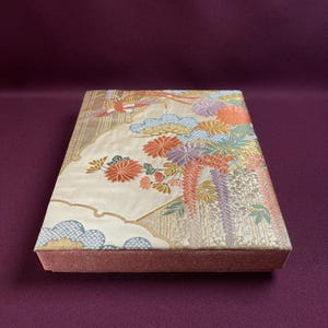 Large Japanese Kimono Storage Box – Vintage Obi Silk Keepsake Box, Cartonnage Fabric Covered Organizer, Handmade in Kyoto, One of a Kind