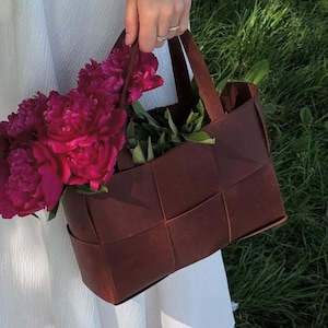 Leather tote bag | Woven bag  leather | Handbag for women | Shoulder bag | Handmade leather woven bag |  Woven shopper tote