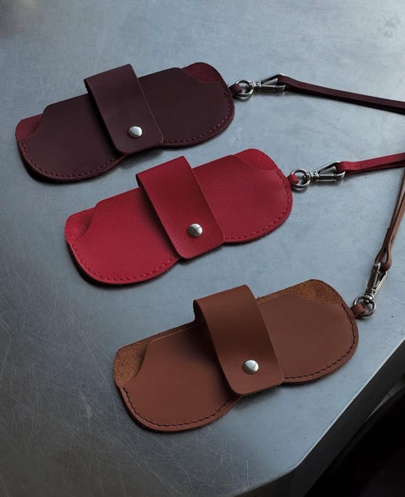 Crazy Horse Leather Glasses Case With Strap: Handmade  display picture 2
