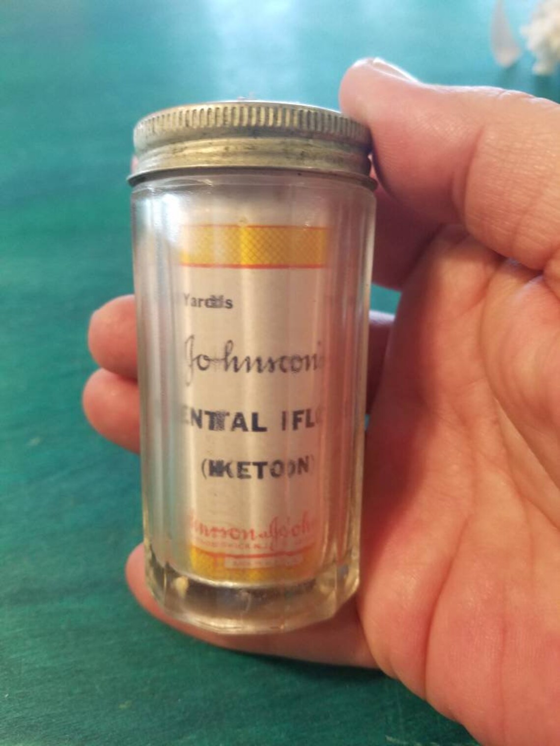 Vintage Dental Floss in Glass Jar With Tin Lid Johnson's Etsy