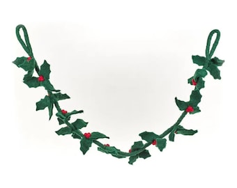 Handmade Felt Biodegradable Holly Garland Christmas Decor