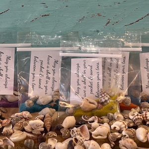 Shell in Your Pocket Sand & Seashell Bag – Coastal Party Favor Gift