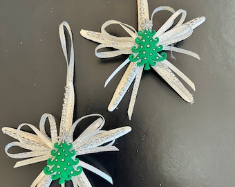 Handmade Christmas Tree Starfish Ornament Christmas Xmas Silver Beads Ribbon Handcrafted Homemade Authentic Unique Product May Vary