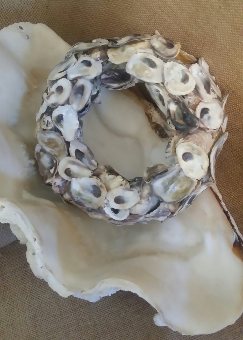 Small Oyster Shell Candle Wreath Coastal Home Decor Christmas Etsy