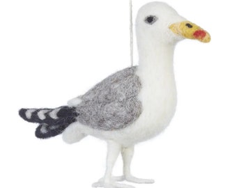 Handmade Sustainable Needle Felt Hanging Seagull Decoration