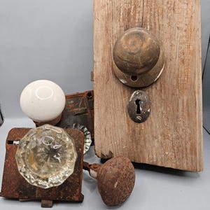 Antique Vintage Door Knobs - Authentic Brass & Glass Handles for Retro Decor