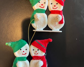 Handmade Sea Cookie Snowman Ornament Twins Green Red Hats Handcrafted Homemade Authentic Unique Product May Vary Sand Dollar